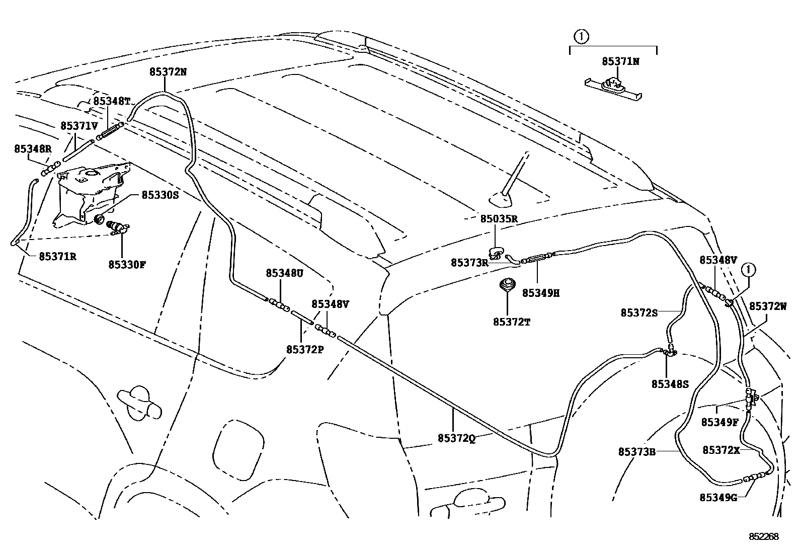 Toyota RAV4 后清洗器 EPC diagram — 852268
