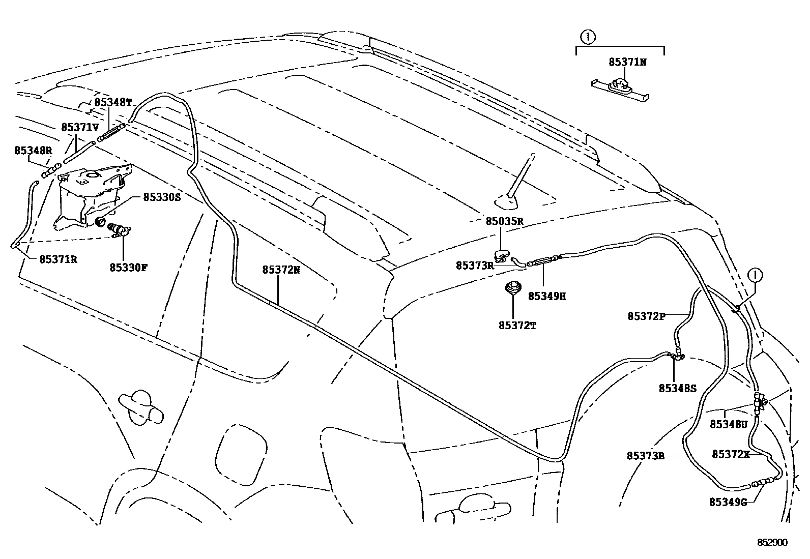 Toyota RAV4 后清洗器 EPC diagram — 852900