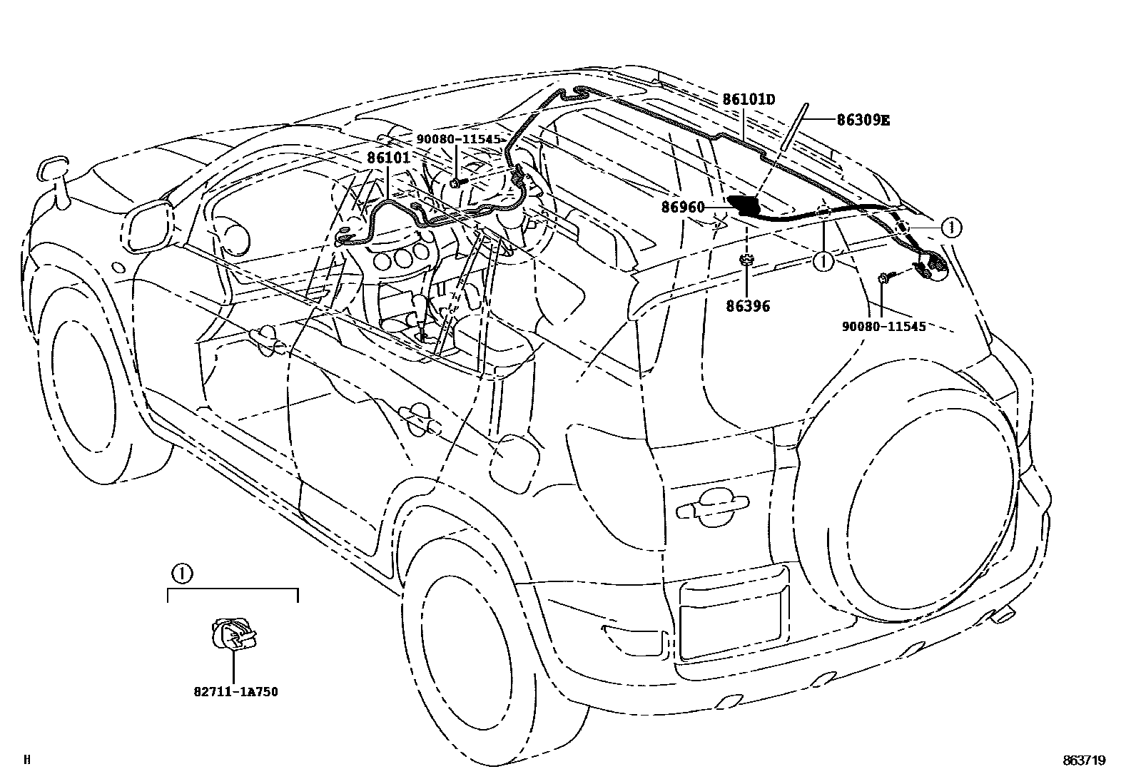 Toyota RAV4 antenna EPC diagram — 863719