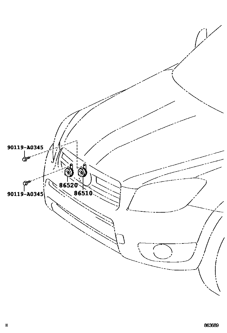 Toyota RAV4 喇叭 EPC diagram — 863689