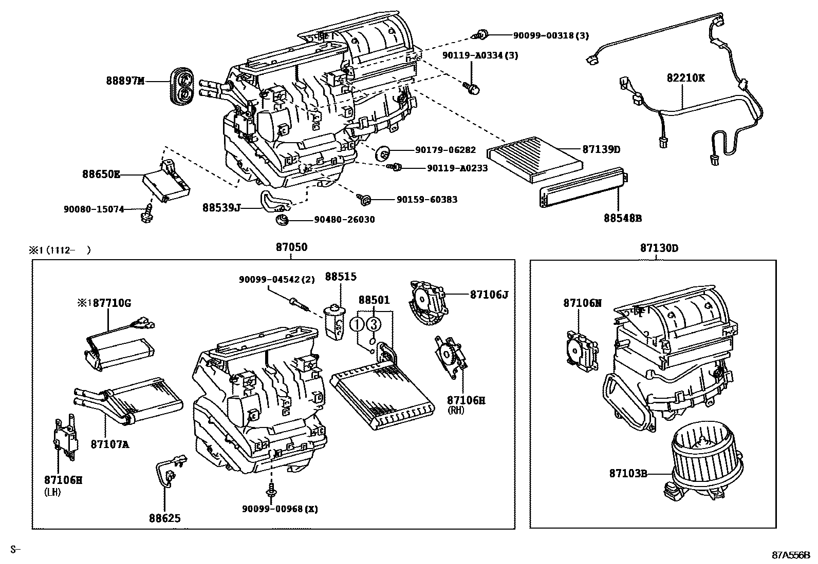 Toyota RAV4 暖风和空调系统 - 冷却器组件 EPC diagram — 87A556B