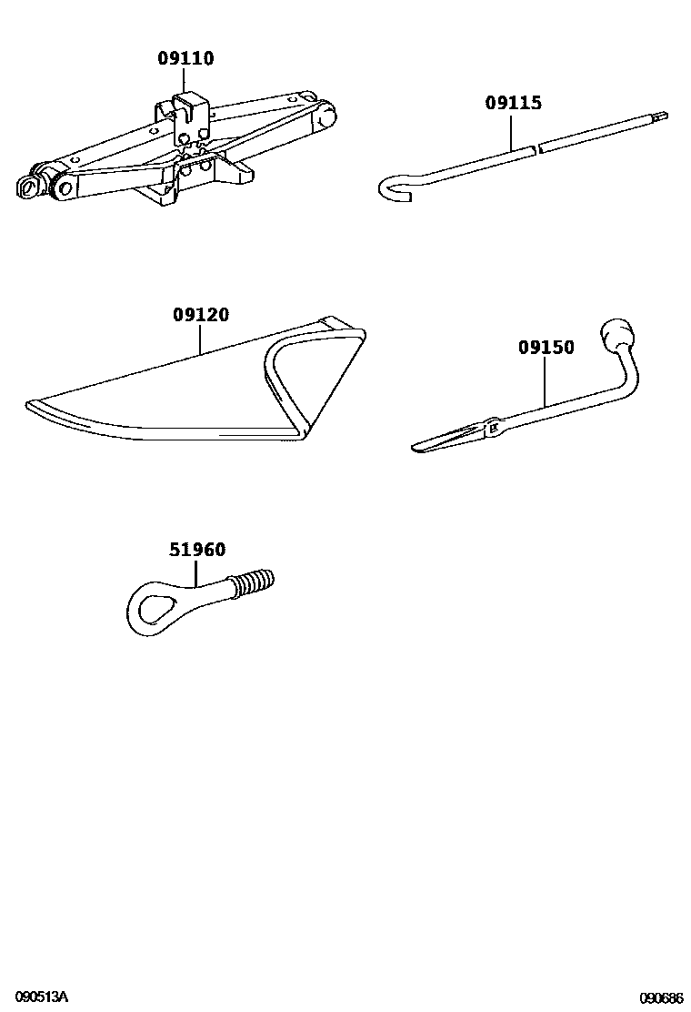 Toyota RAV4 Standard Tools EPC diagram — 090686