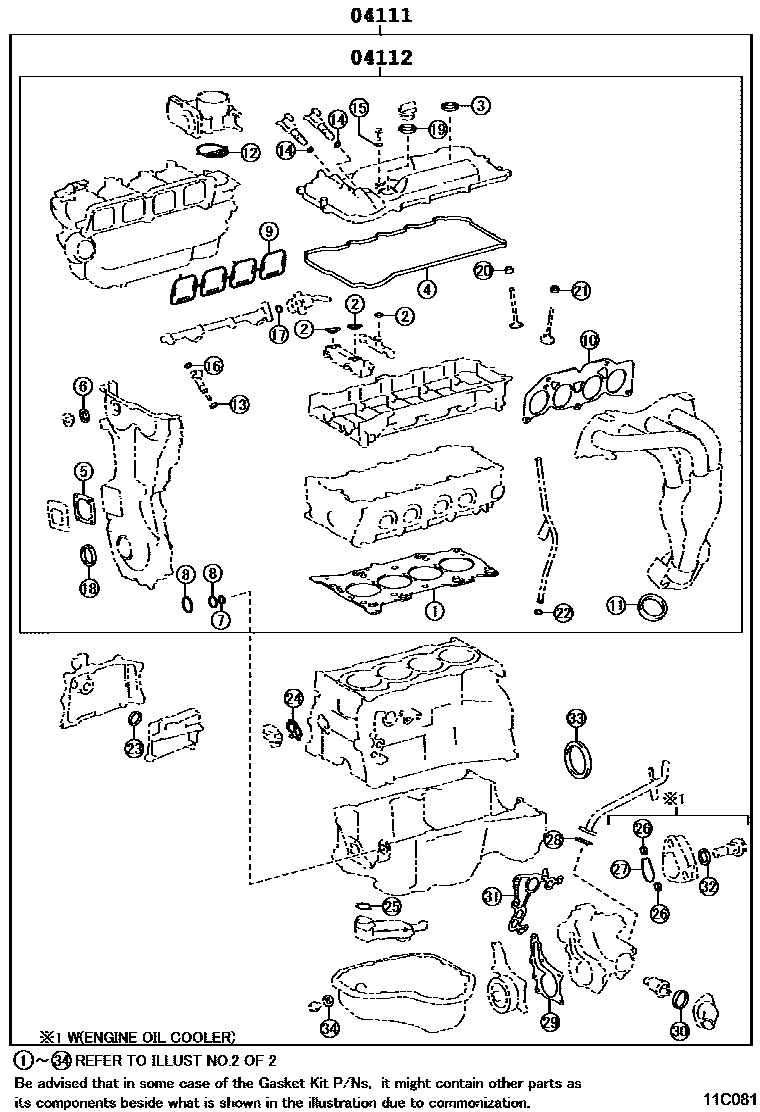 Toyota RAV4 Engine Overhaul Gasket Kit EPC diagram — 11C081