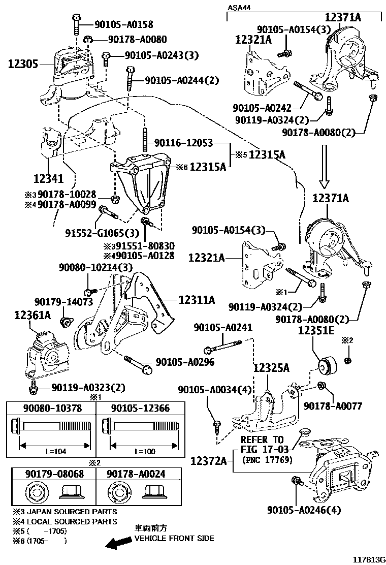 Toyota RAV4 Engine Mounting EPC diagram — 117813G