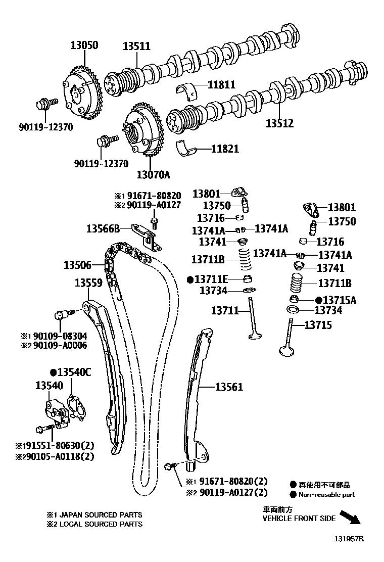Toyota RAV4 Camshaft & Valve EPC diagram — 131957B