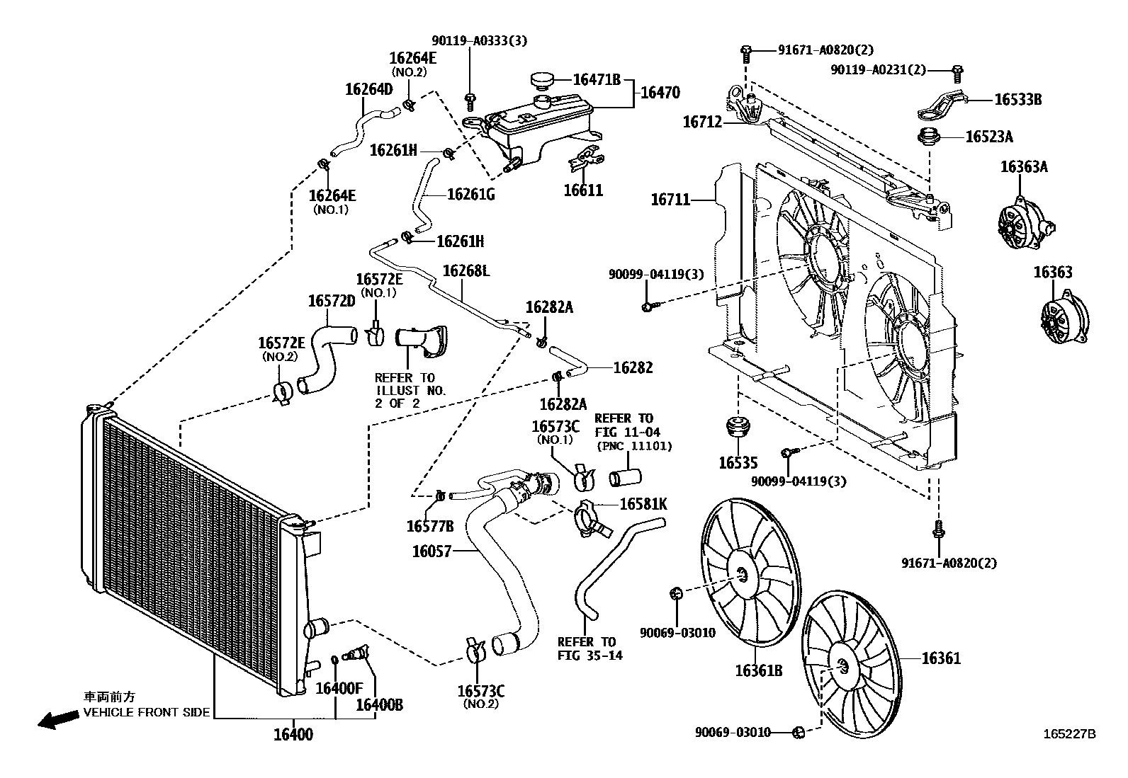 Toyota RAV4 RADIATOR & WATER OUTLET EPC diagram — 165227B