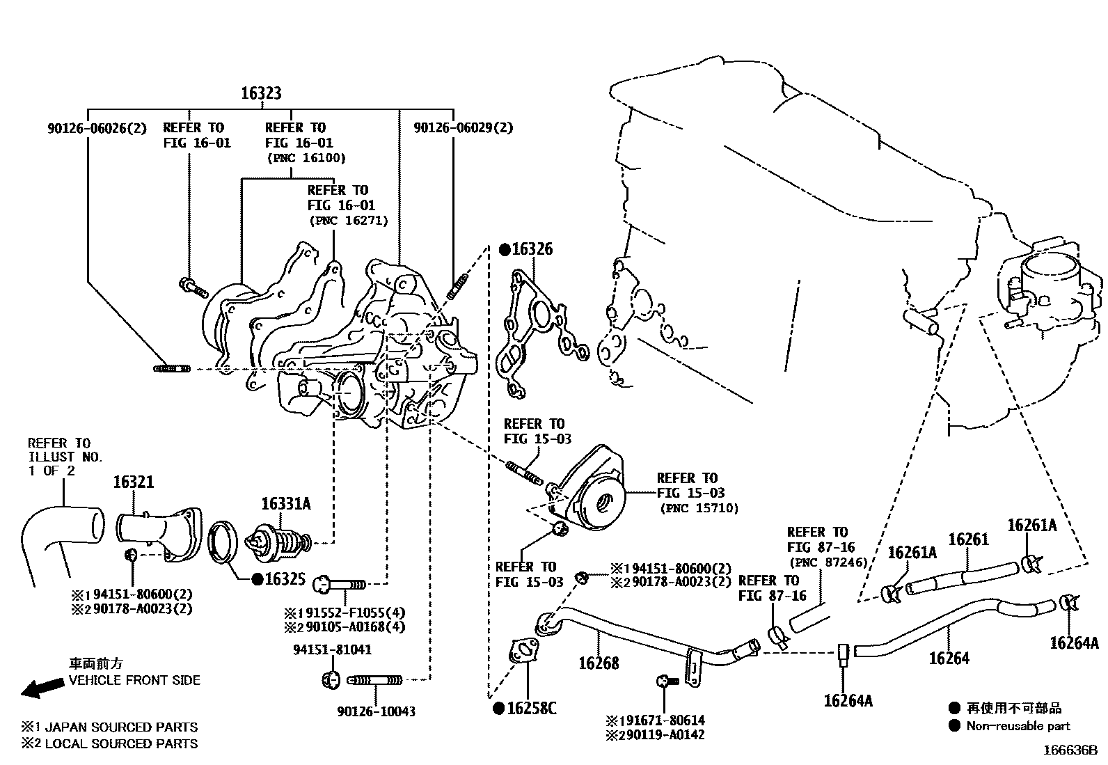 Toyota RAV4 RADIATOR & WATER OUTLET EPC diagram — 166636B