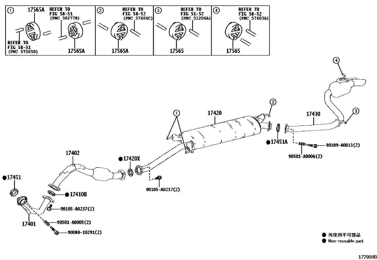 Toyota RAV4 Exhaust Pipe EPC diagram — 177908B