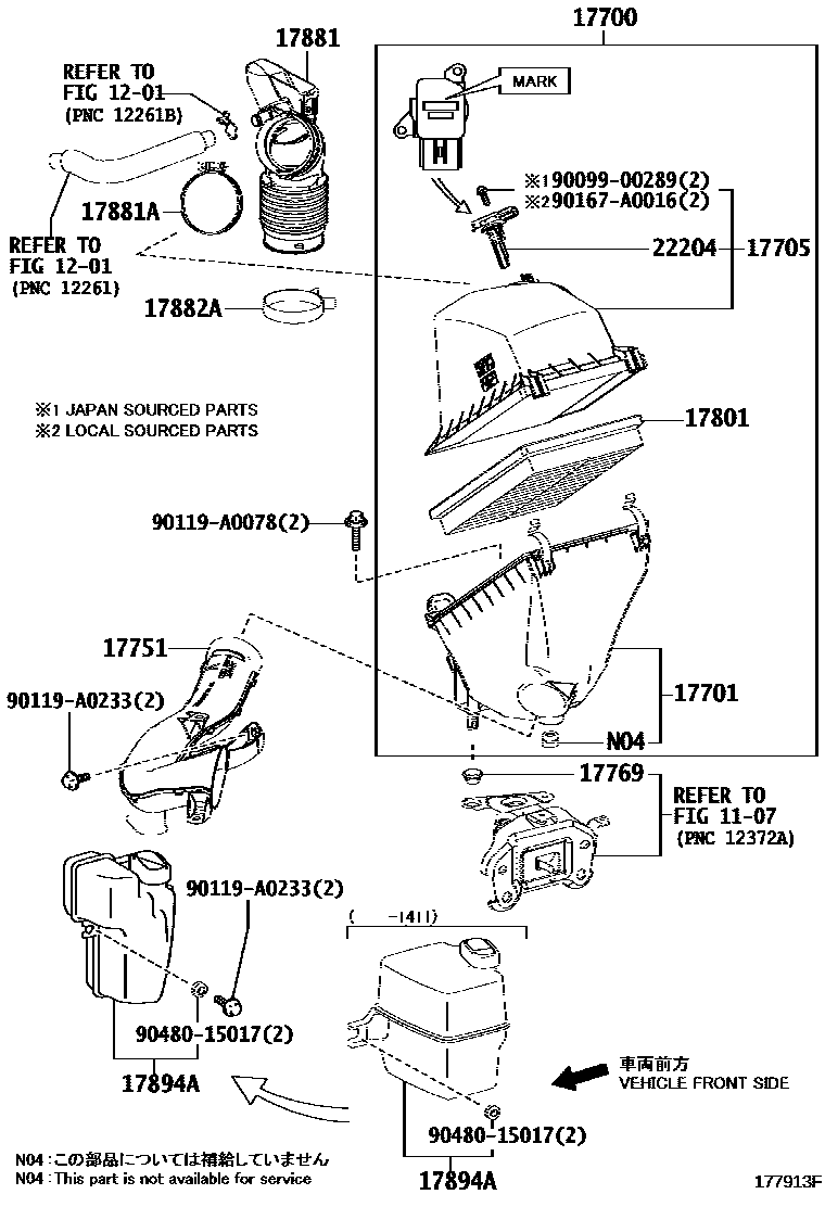 Toyota RAV4 Air Cleaner EPC diagram — 177913F