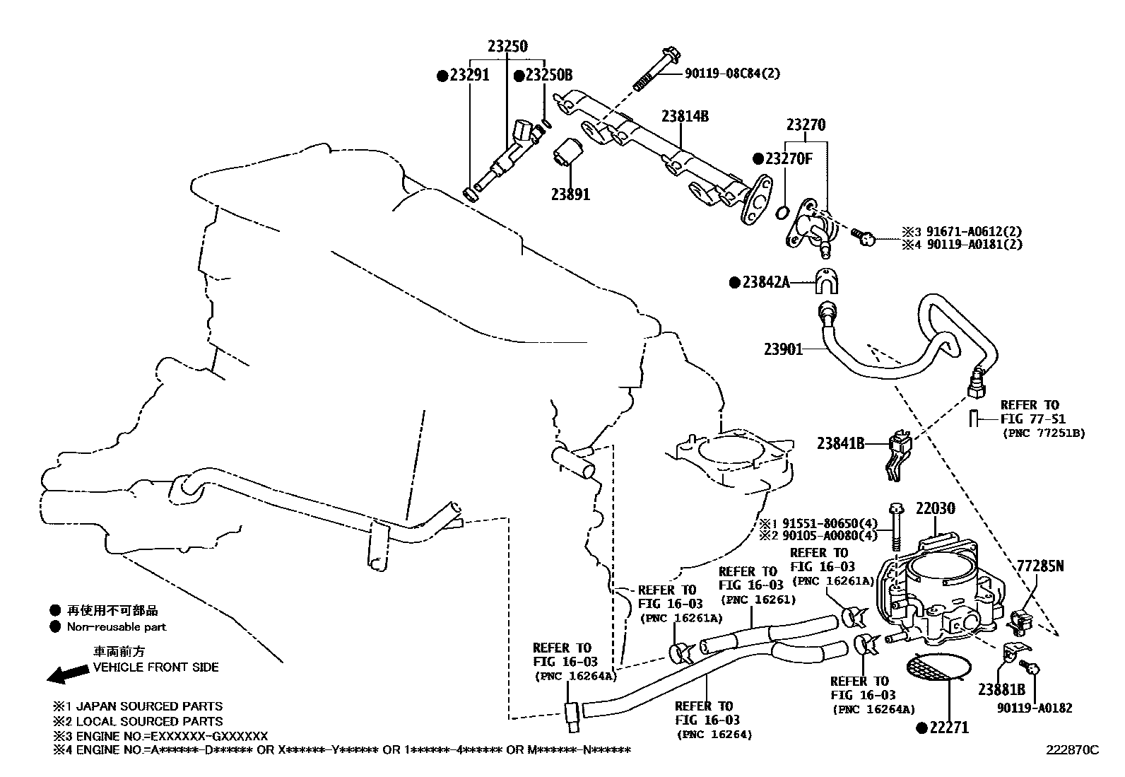 Toyota RAV4 燃油喷射系统 EPC diagram — 222870C