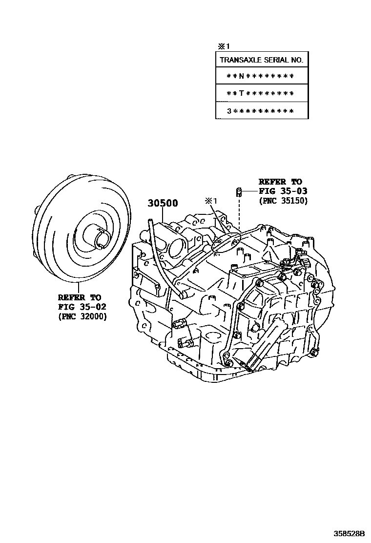 Toyota RAV4 传动桥或变速器总成和衬垫组件(ATM) EPC diagram — 358528B