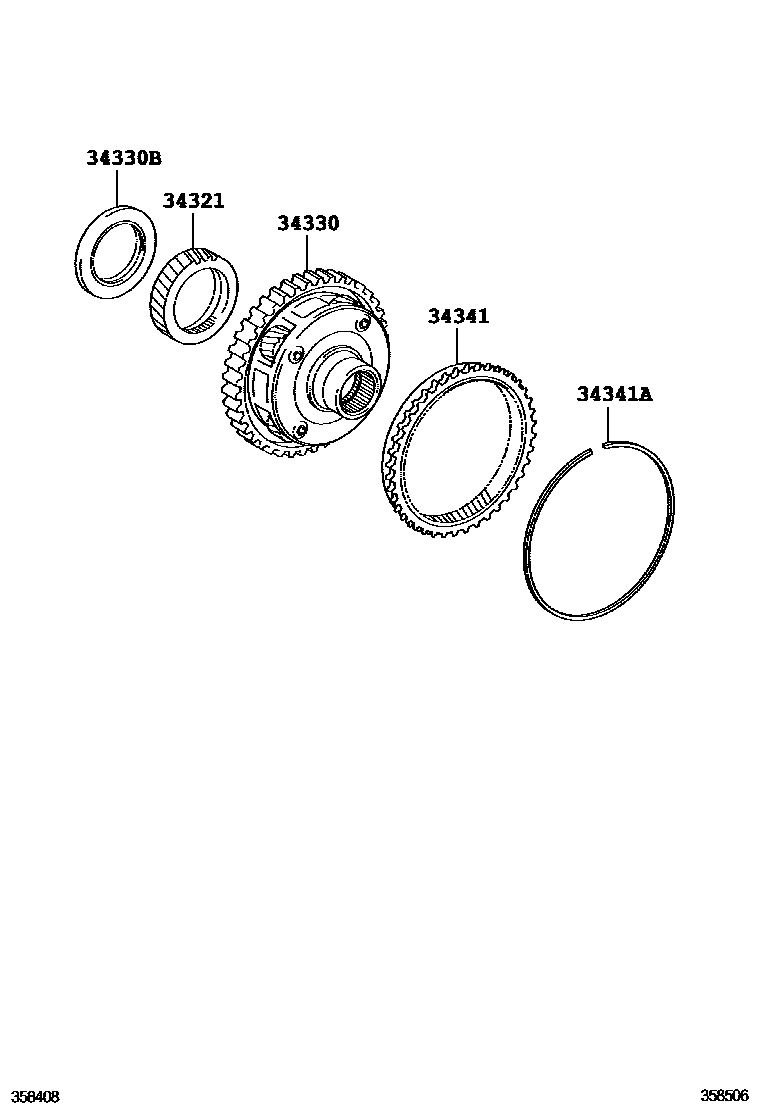 Toyota RAV4 超速档齿轮(ATM) EPC diagram — 358506