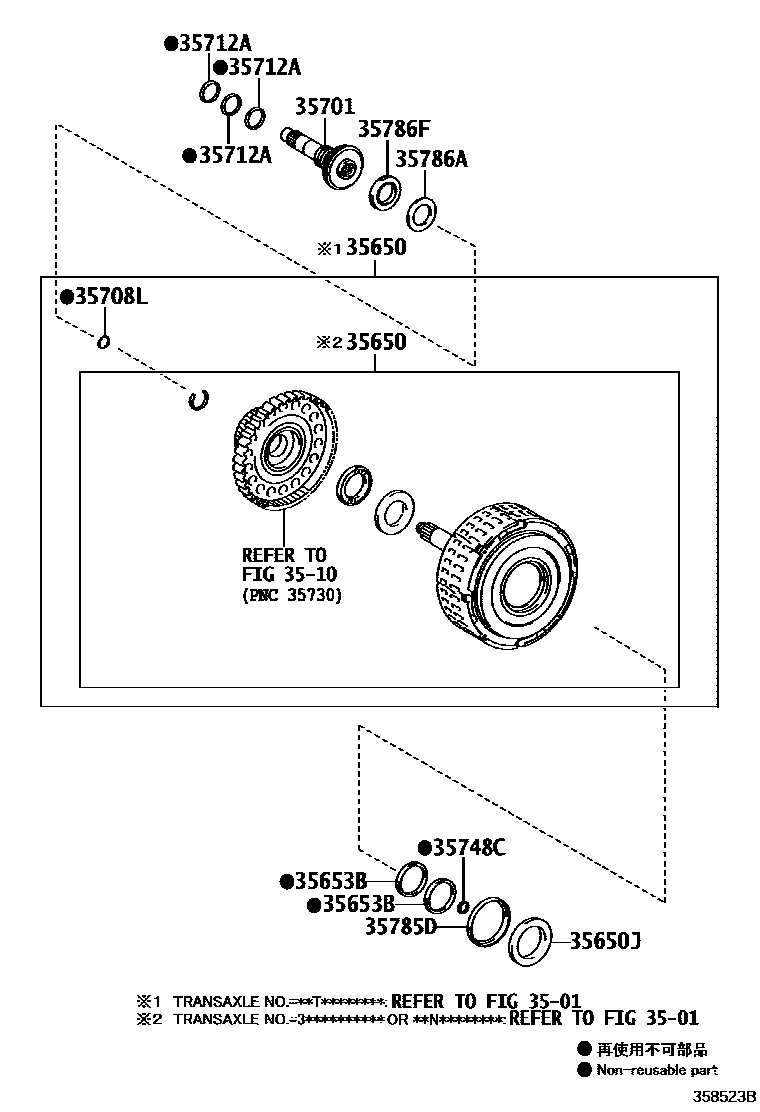 Toyota RAV4 制动带和多片式离合器(ATM) EPC diagram — 358523B