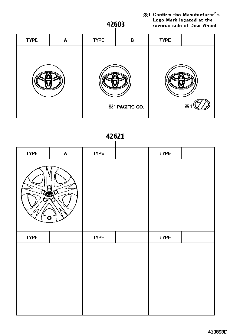 Toyota RAV4 车轮和车轮盖 EPC diagram — 413898D