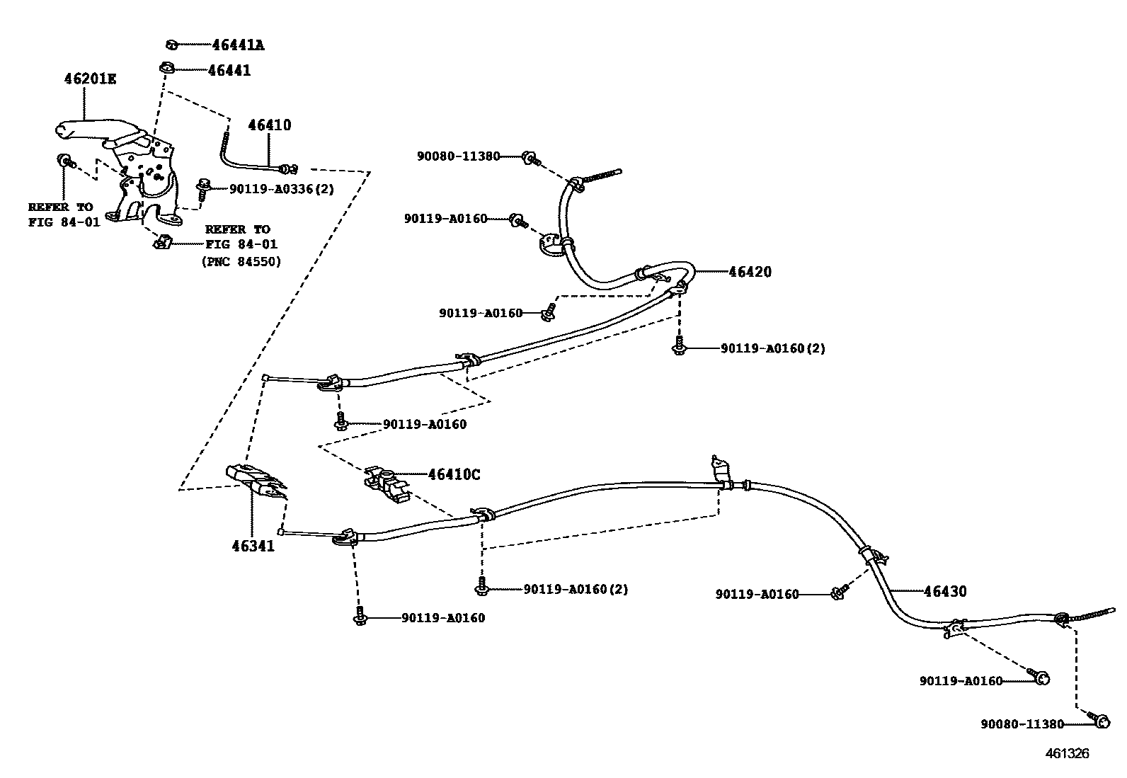 Toyota RAV4 Parking Brake & Cable EPC diagram — 461326