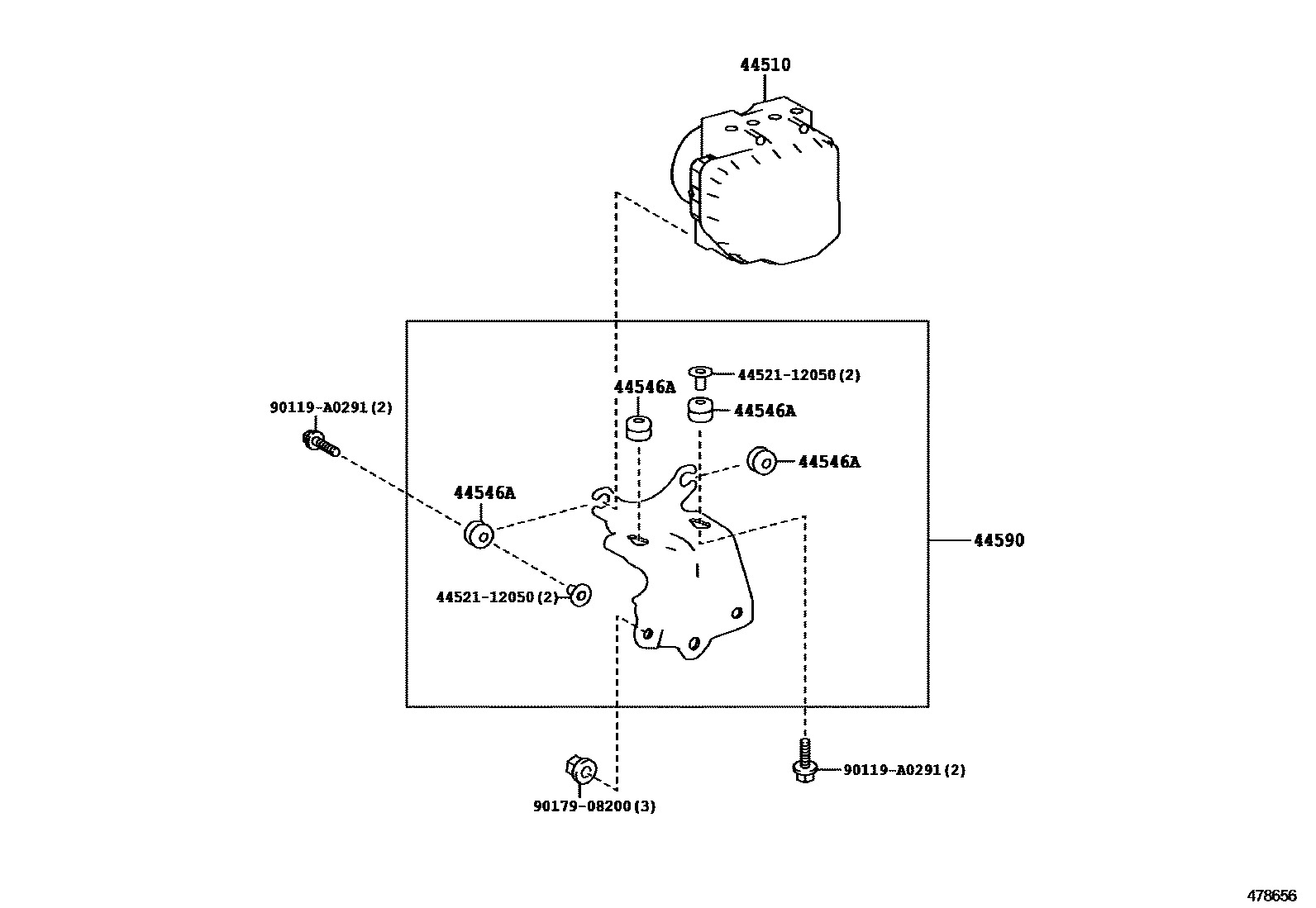 Toyota RAV4 制动配管和卡箍 EPC diagram — 478656
