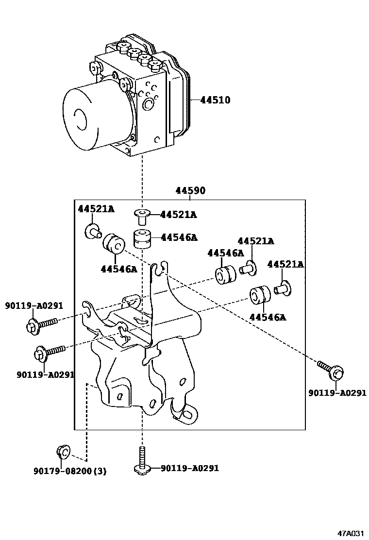 Toyota RAV4 制动配管和卡箍 EPC diagram — 47A031