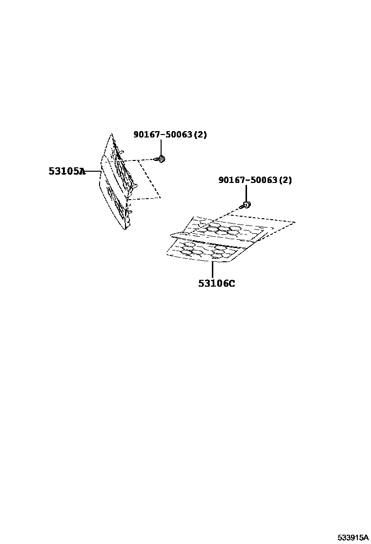 Toyota RAV4 radiator grille EPC diagram — 533915A