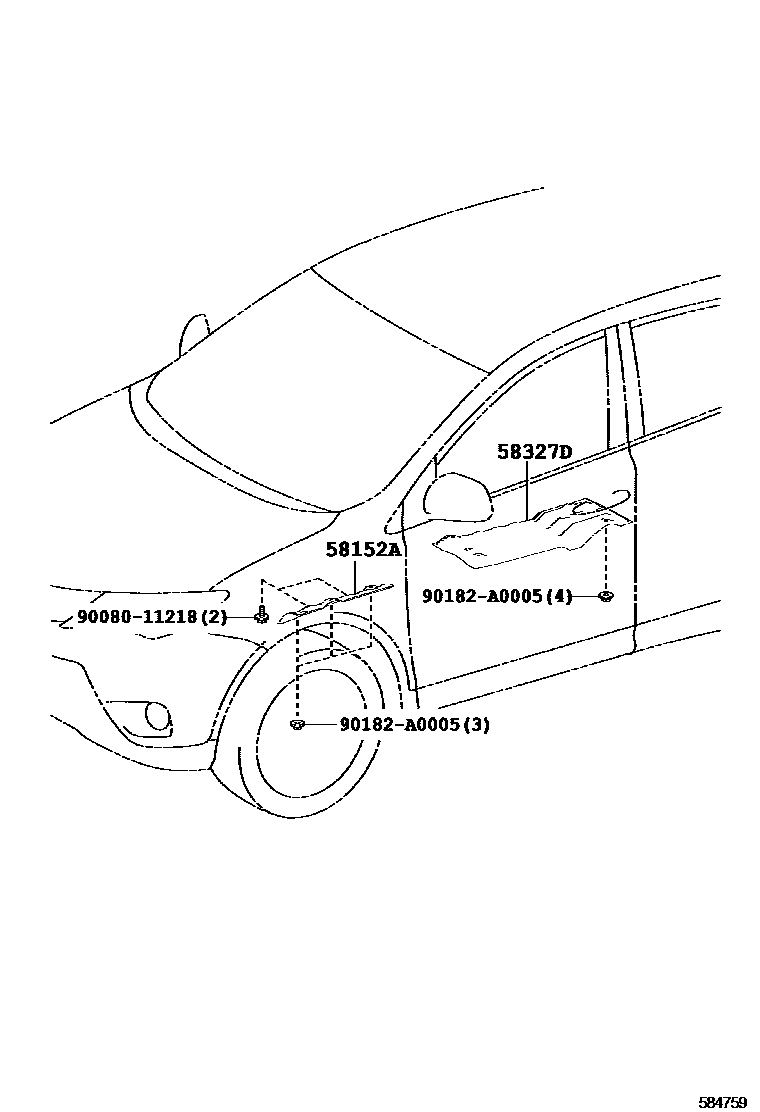 Toyota RAV4 地板隔热垫 EPC diagram — 584759