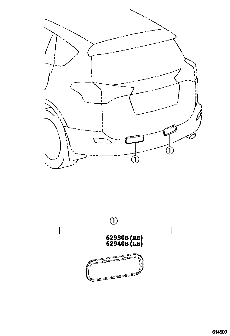 Toyota RAV4 后通风装置和车顶通风装置 EPC diagram — 614509