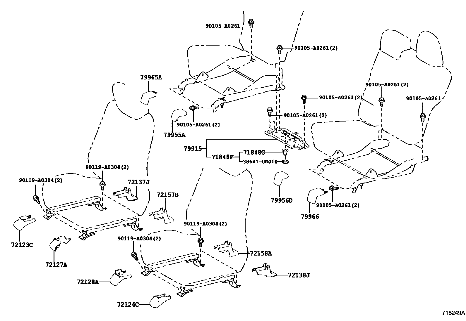 Toyota RAV4 座椅和座椅滑轨 EPC diagram — 718249A