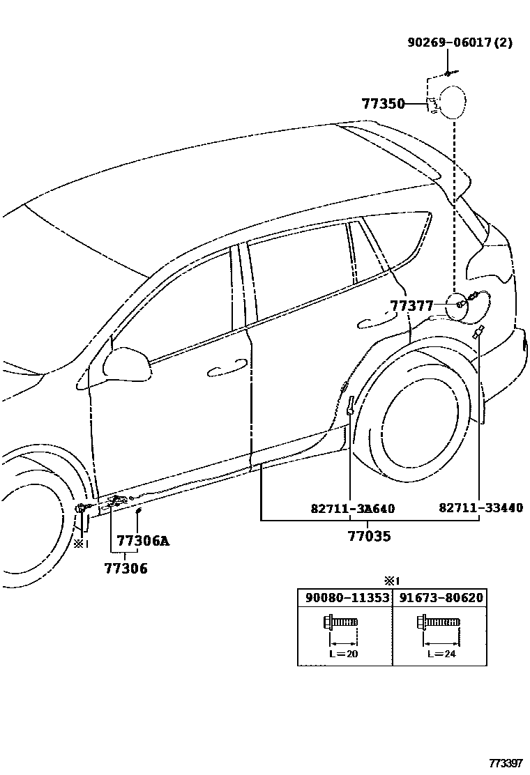 Toyota RAV4 燃油箱和燃油管 EPC diagram — 773397