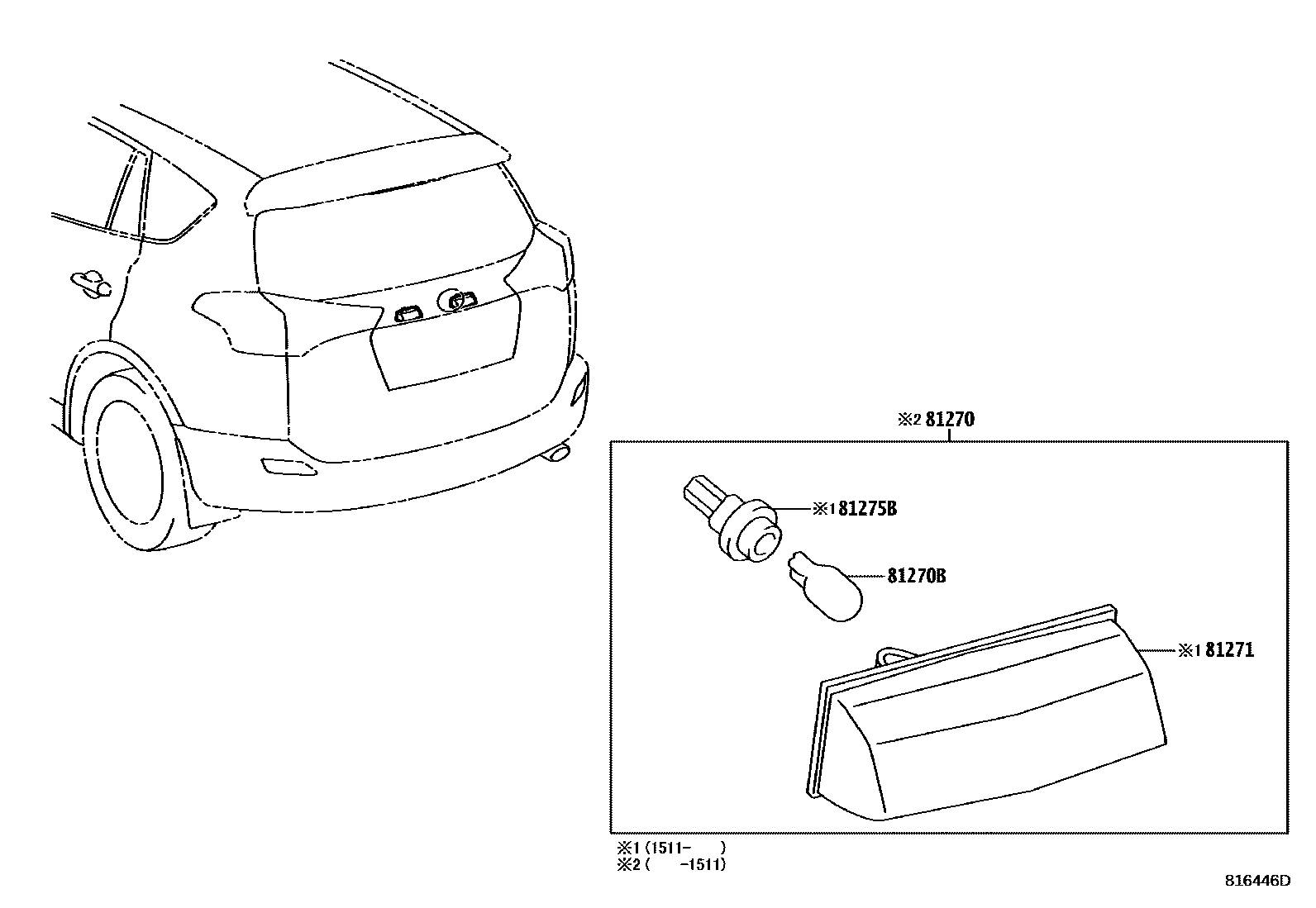 Toyota RAV4 后牌照灯 EPC diagram — 816446D