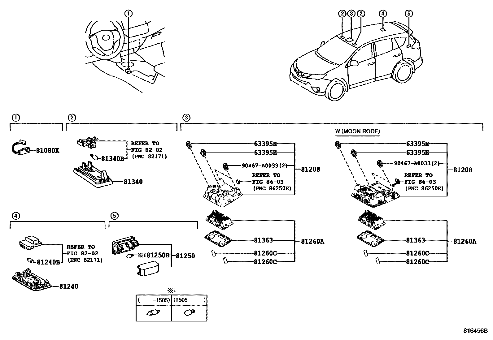Toyota RAV4 车内灯 EPC diagram — 816456B