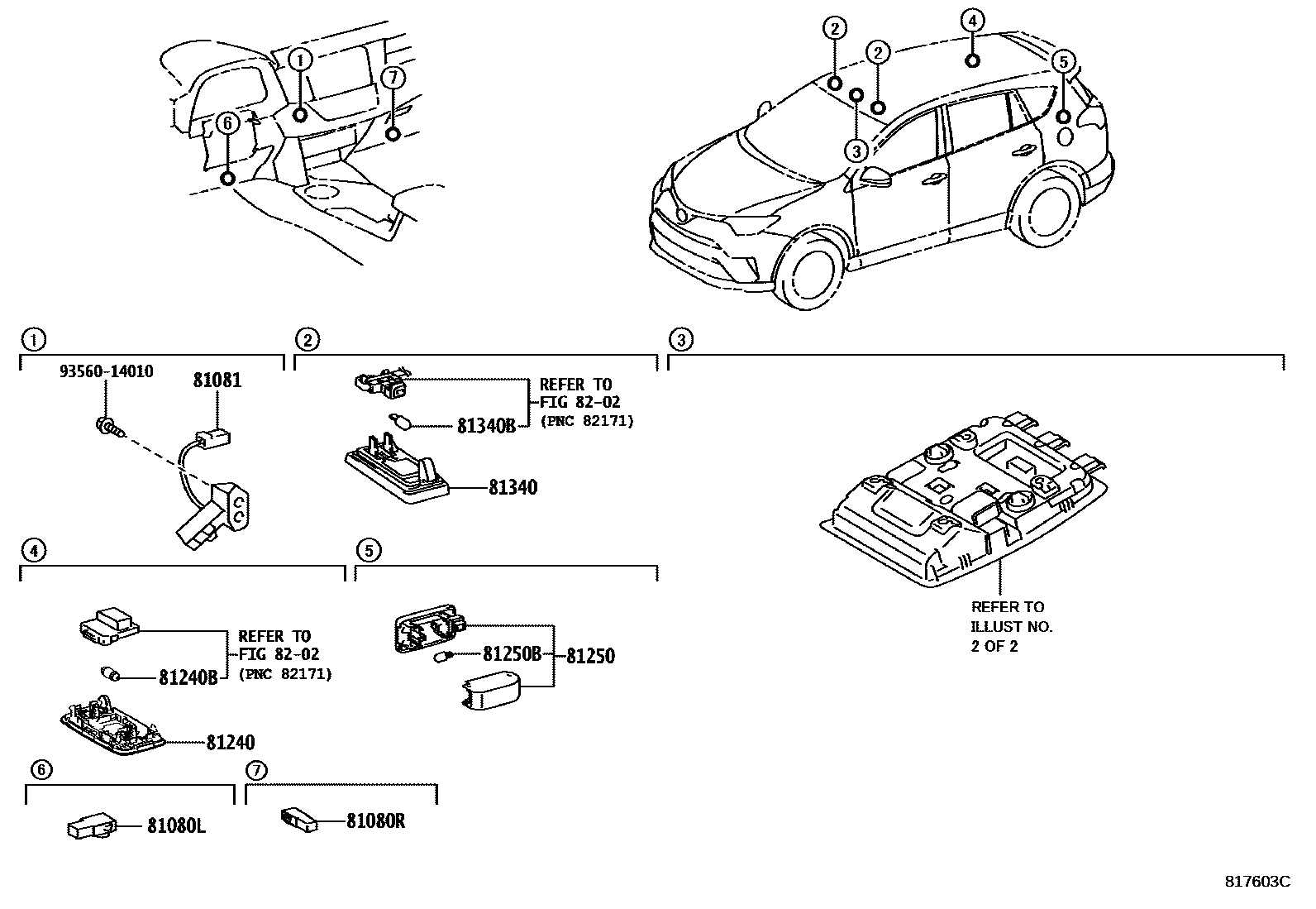 Toyota RAV4 车内灯 EPC diagram — 817603C