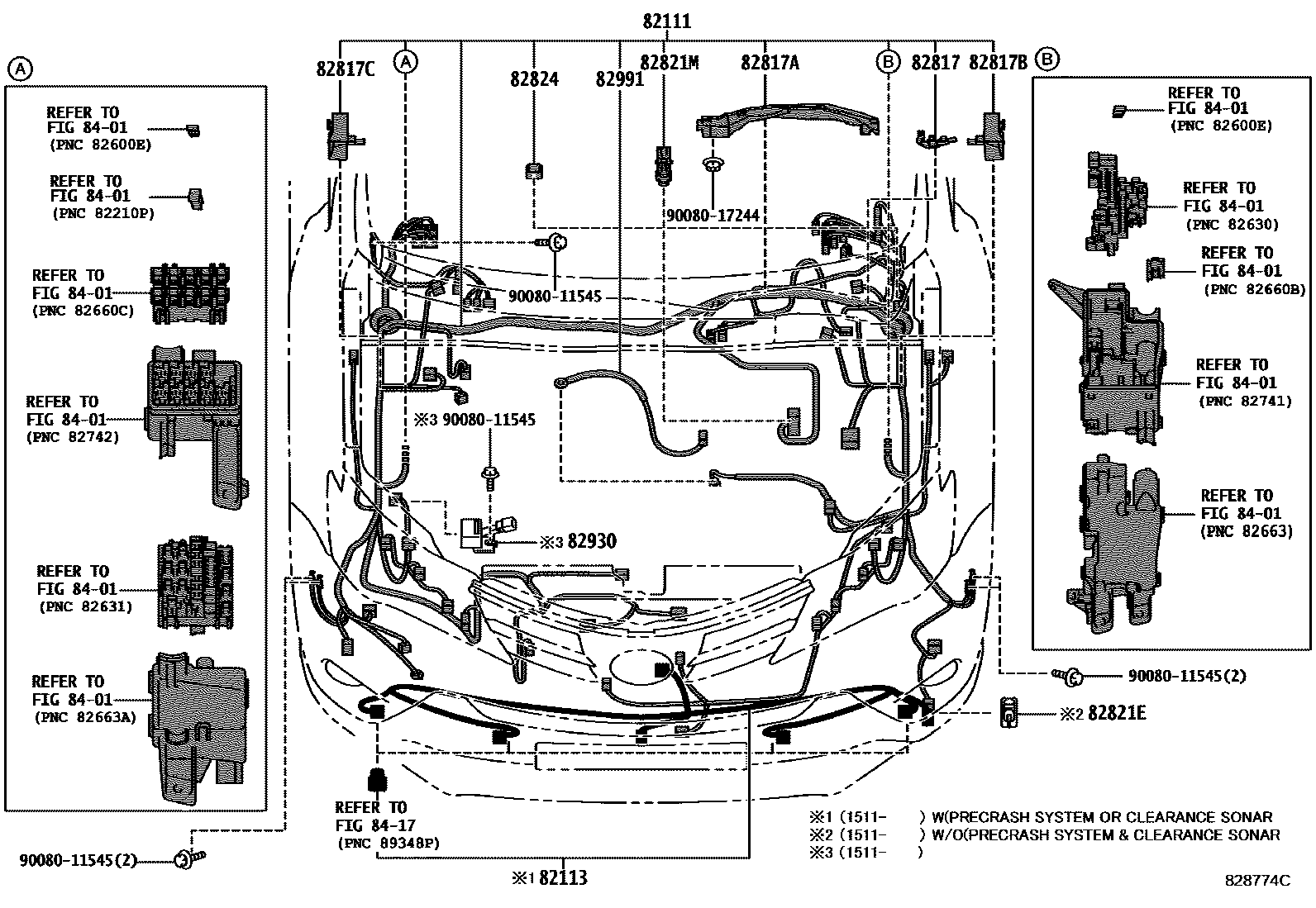 Toyota RAV4 线束和卡夹 EPC diagram — 828774C