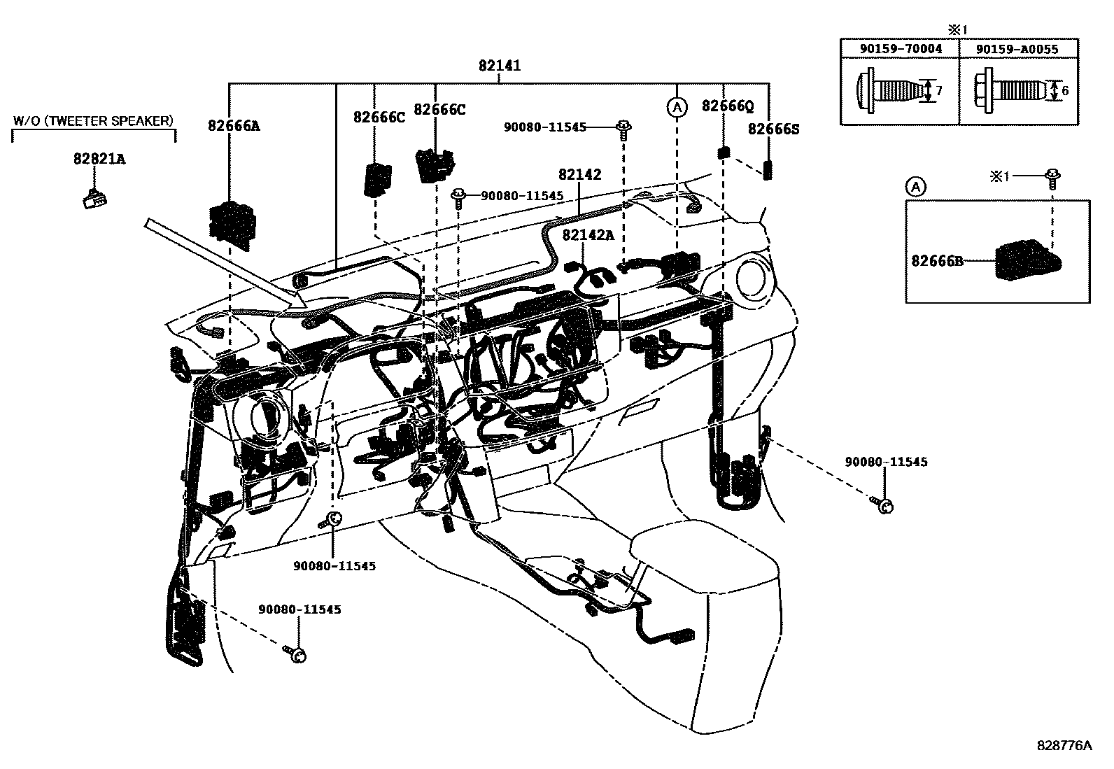 Toyota RAV4 线束和卡夹 EPC diagram — 828776A