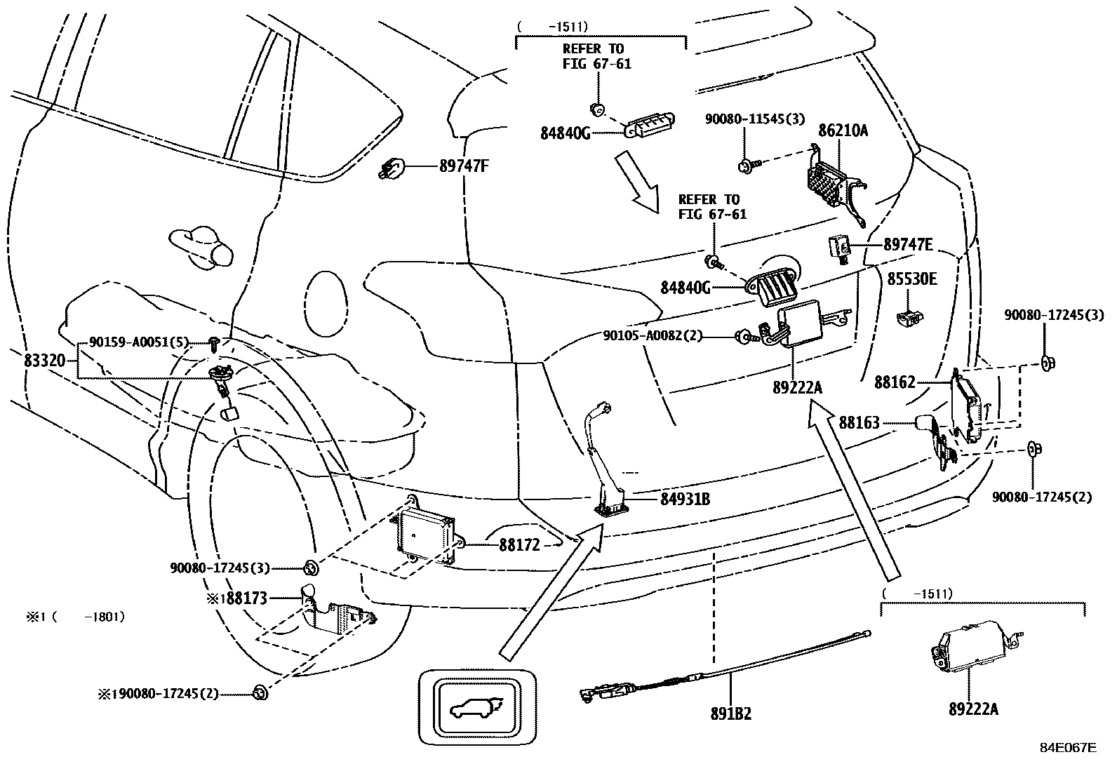 Toyota RAV4 开关和继电器和ECU EPC diagram — 84E067E