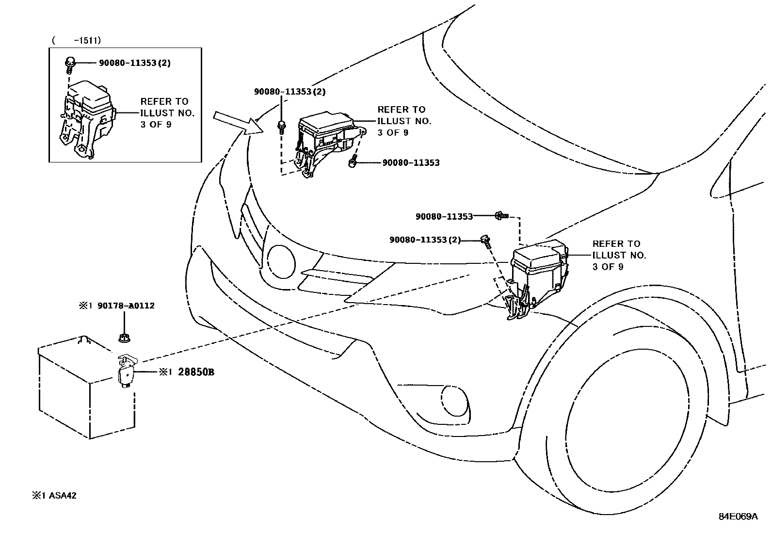 Toyota RAV4 开关和继电器和ECU EPC diagram — 84E069A