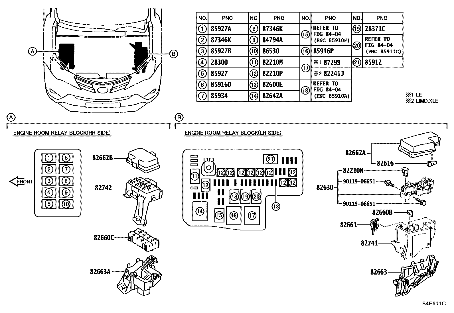 Toyota RAV4 开关和继电器和ECU EPC diagram — 84E111C