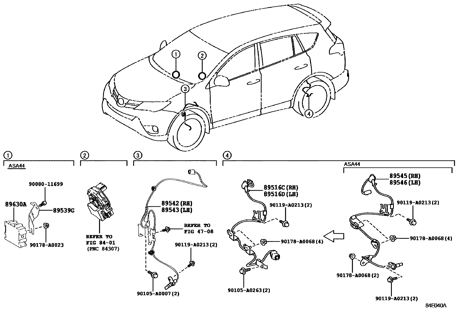 Toyota RAV4 ABS 和 VSC EPC diagram — 84E040A