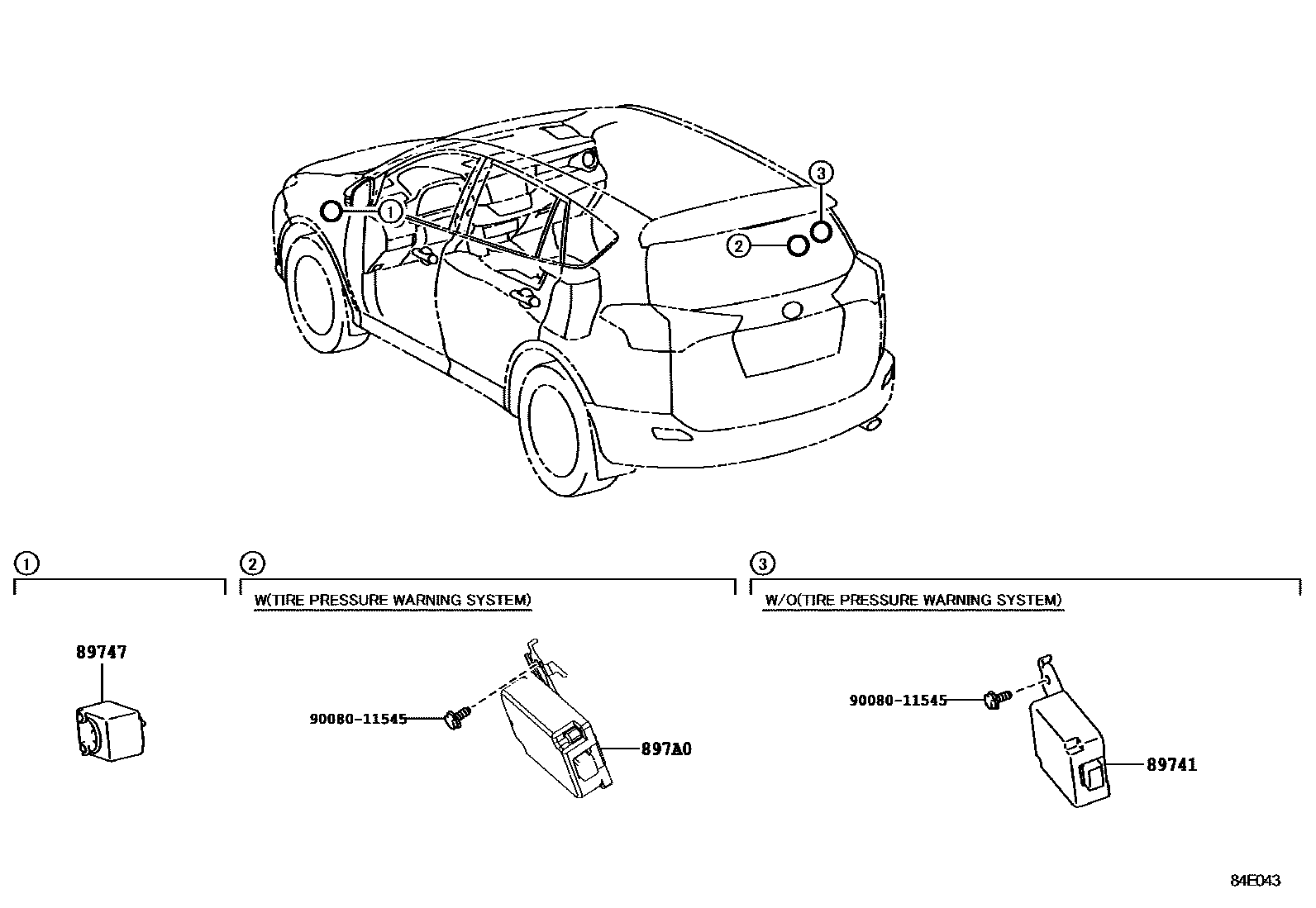 Toyota RAV4 遥控门锁 EPC diagram — 84E043