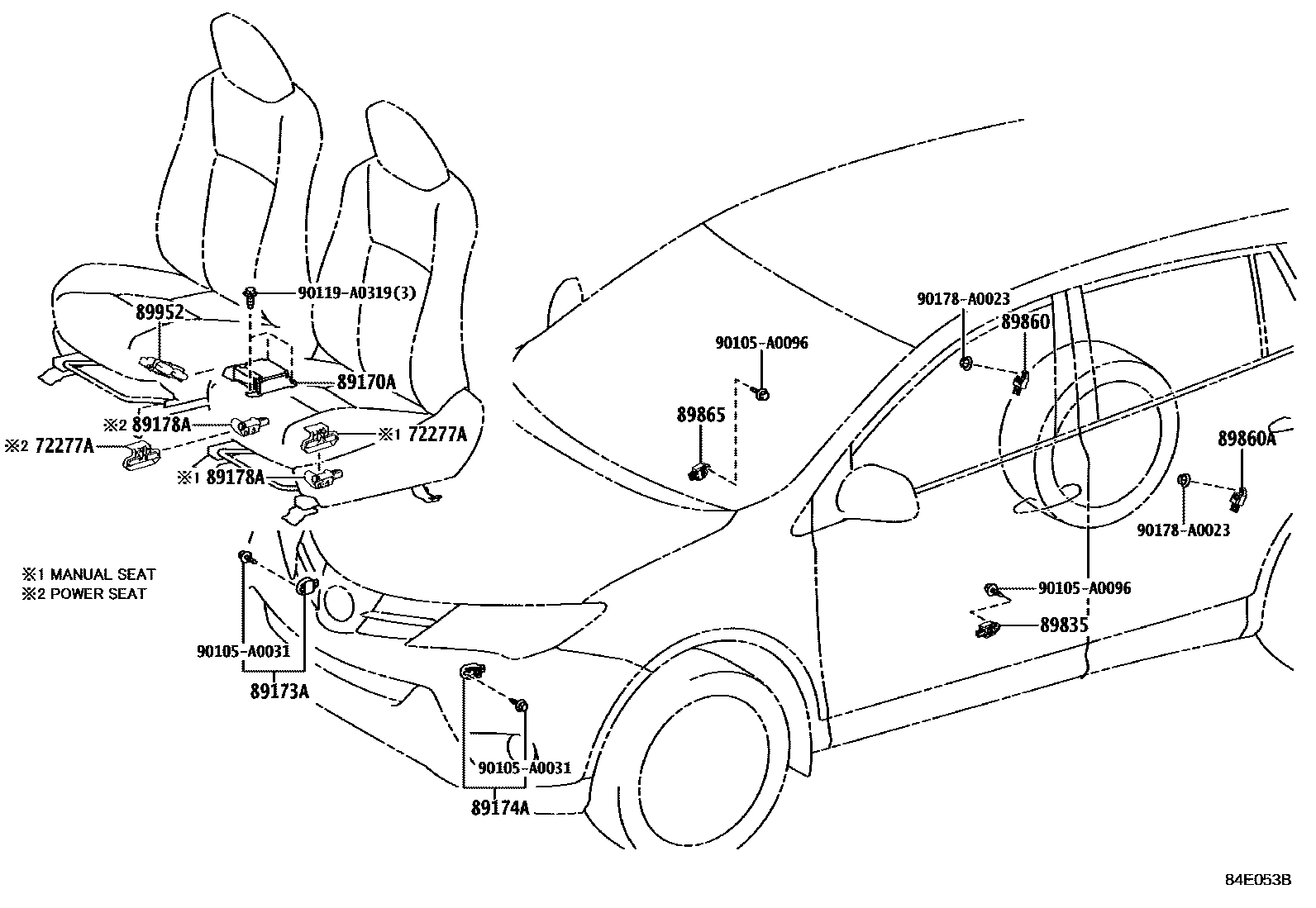 Toyota RAV4 空气囊 EPC diagram — 84E053B