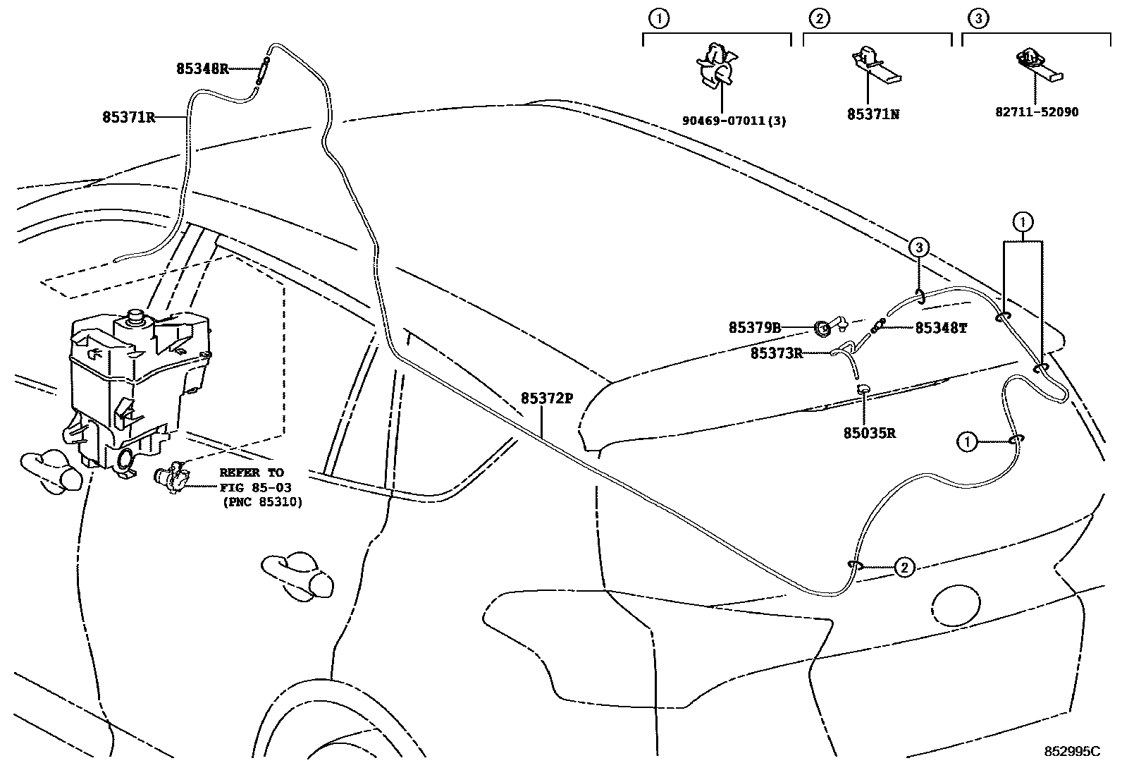 Toyota RAV4 后清洗器 EPC diagram — 852995C