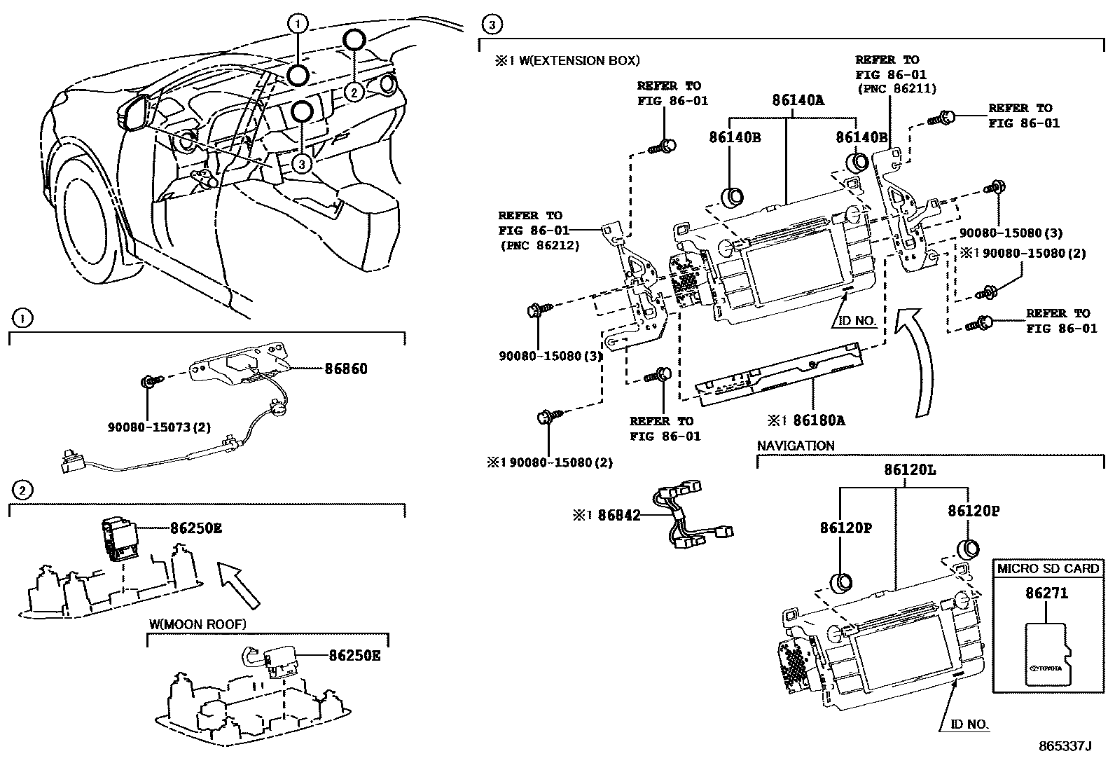 Toyota RAV4 导航和前监视器显示屏 EPC diagram — 865337J