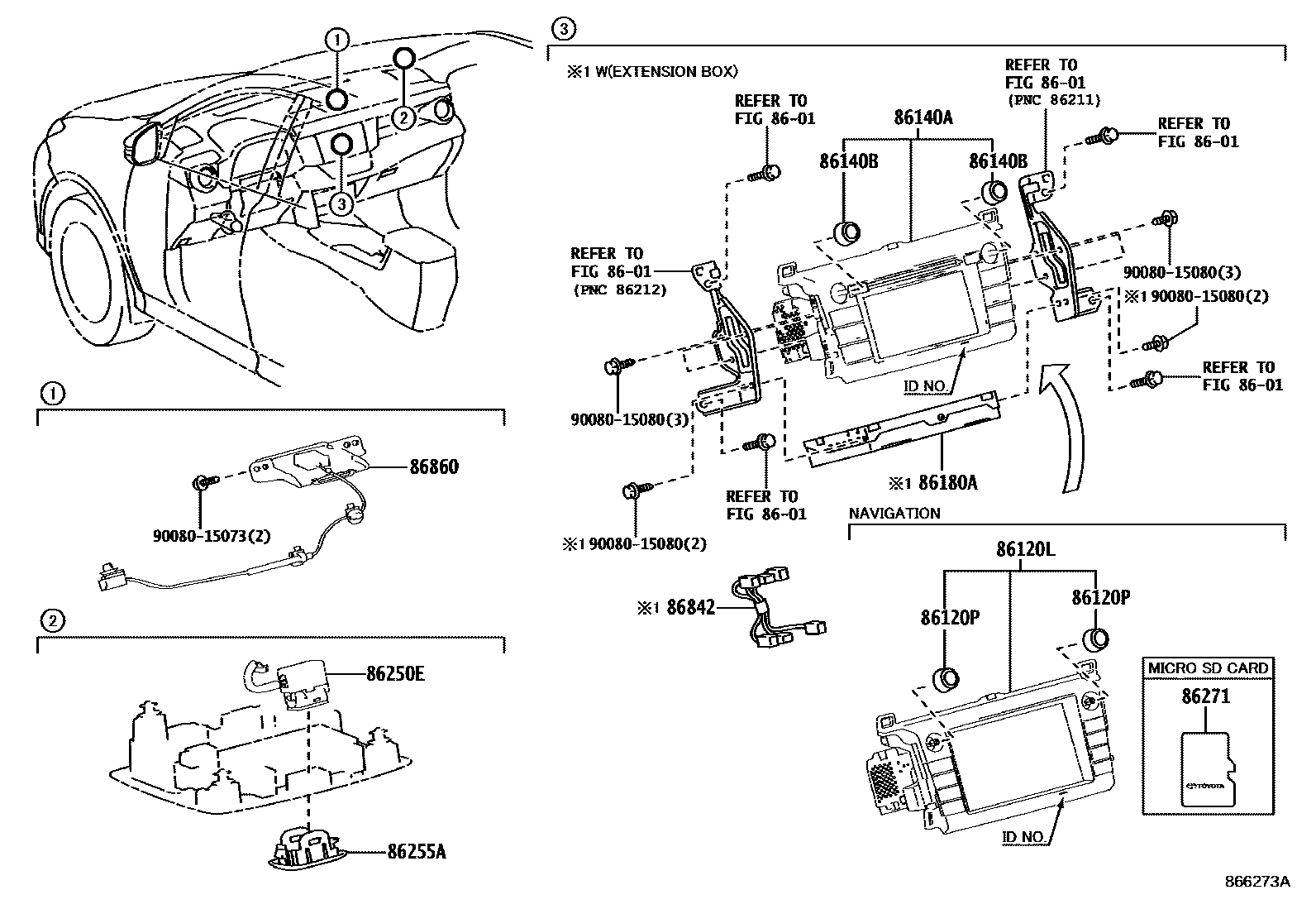 Toyota RAV4 导航和前监视器显示屏 EPC diagram — 866273A
