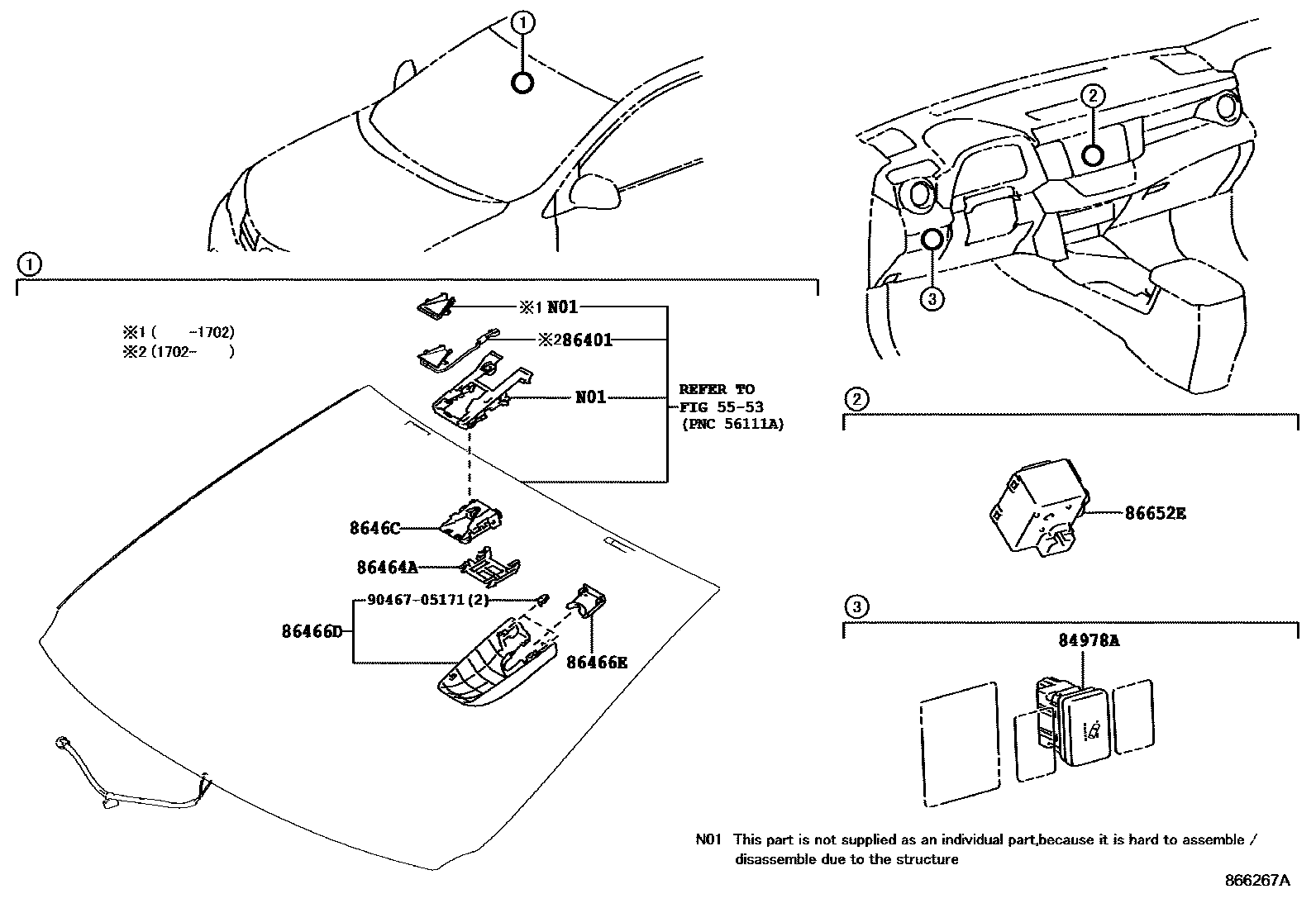 Toyota RAV4 预碰撞安全系统 EPC diagram — 866267A