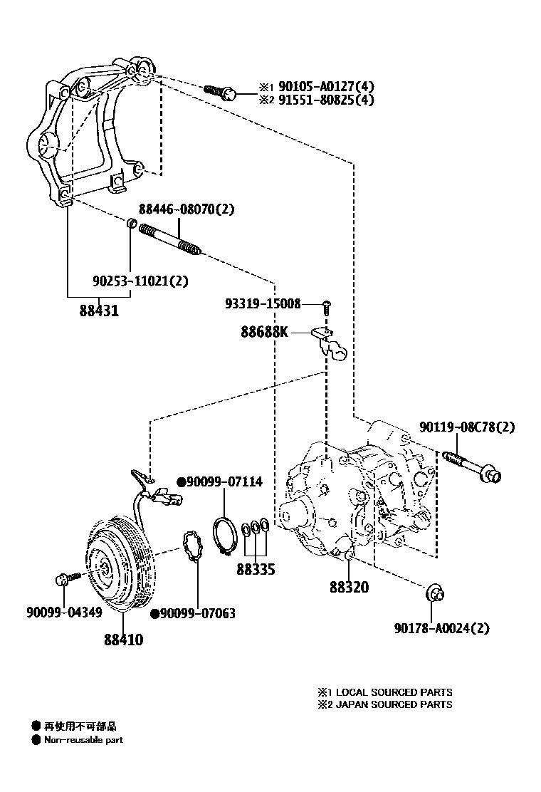 Toyota RAV4 Heating & Air Conditioning - Compressor EPC diagram — 87D448A