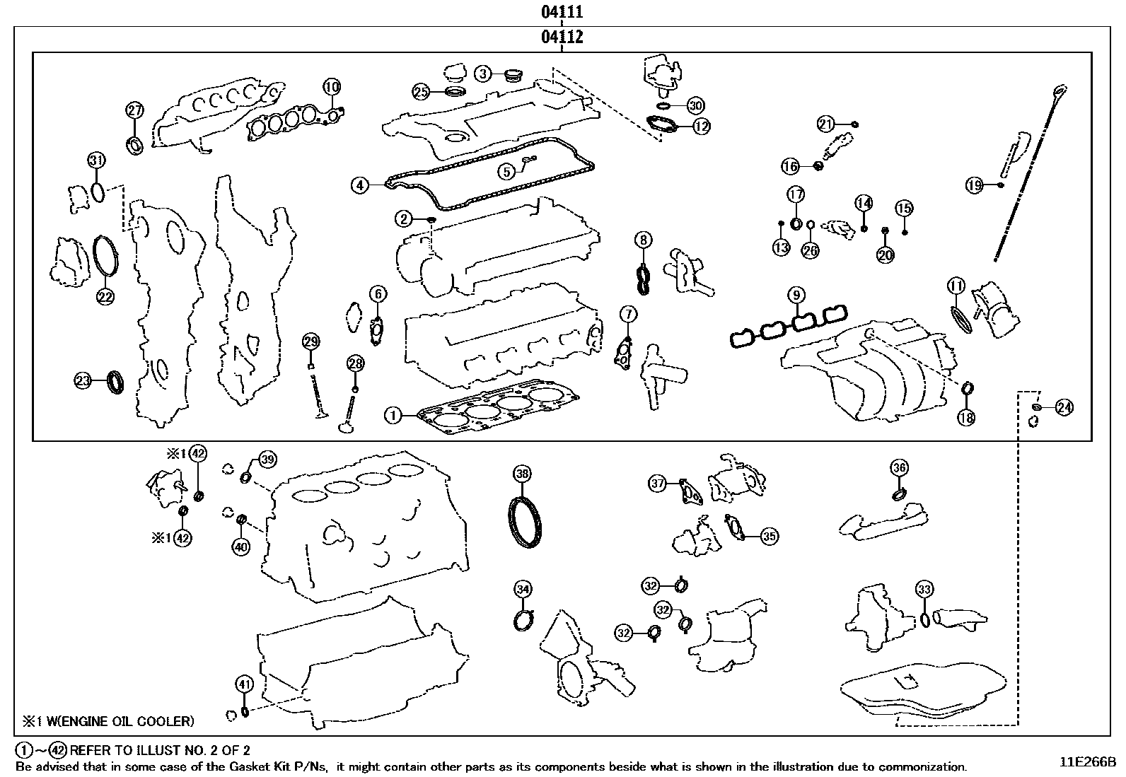 Toyota RAV4 Engine Overhaul Gasket Kit EPC diagram — 11E266B
