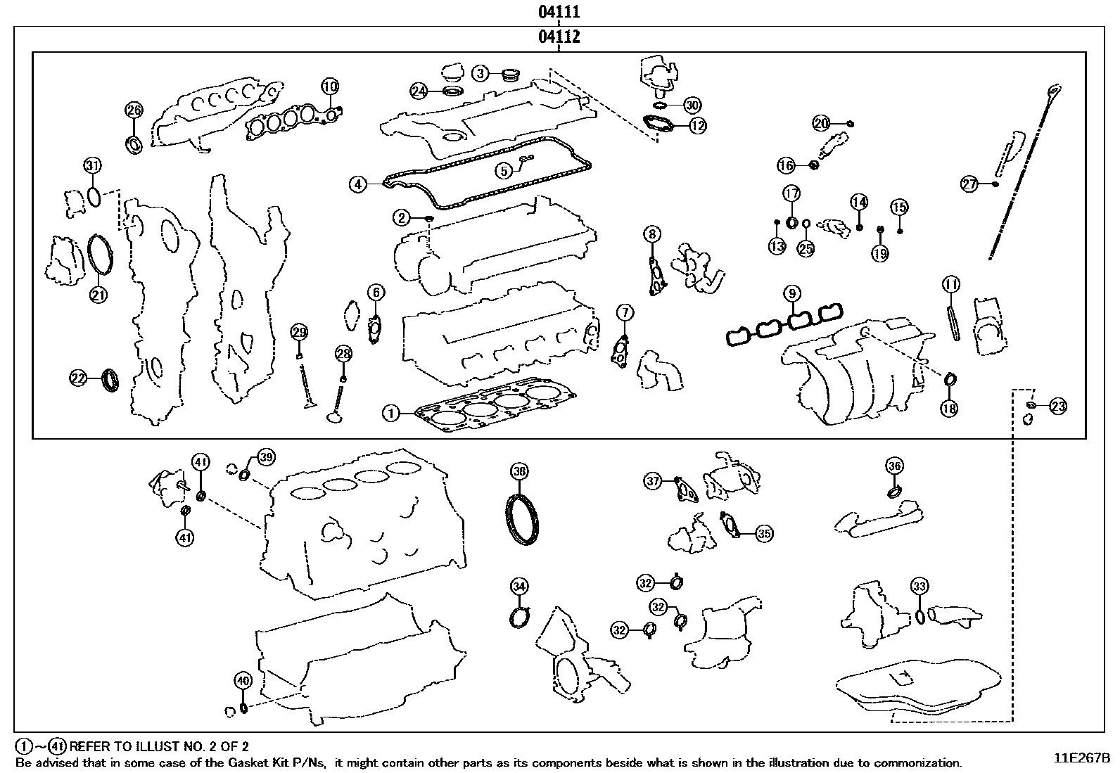 Toyota RAV4 Engine Overhaul Gasket Kit EPC diagram — 11E267B