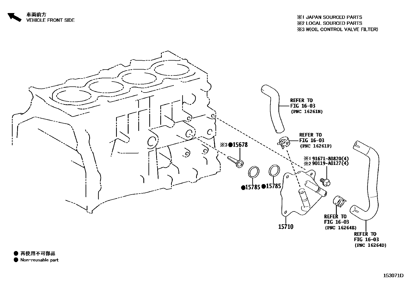 Toyota RAV4 Engine Oil Cooler EPC diagram — 153071D