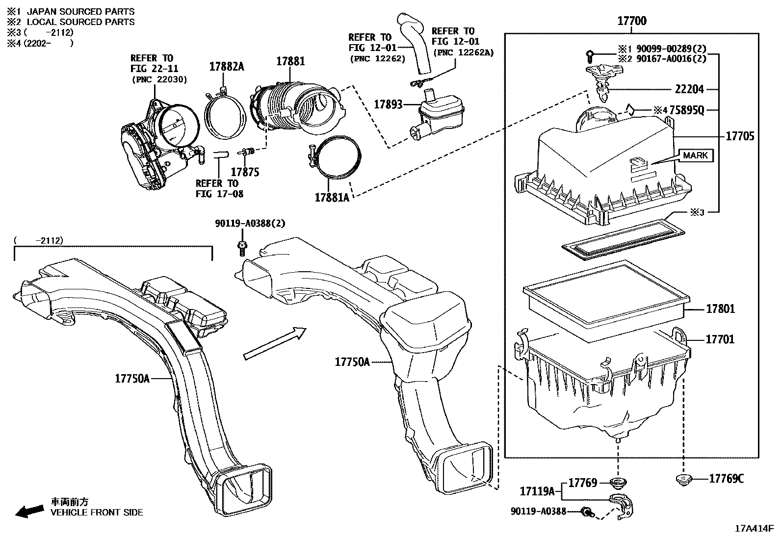 Toyota RAV4 Air Cleaner EPC diagram — 17A414F