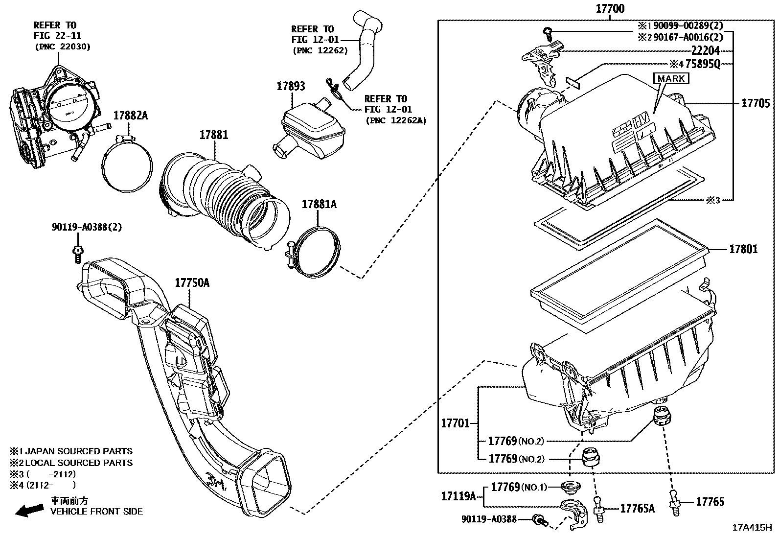 Toyota RAV4 Air Cleaner EPC diagram — 17A415H
