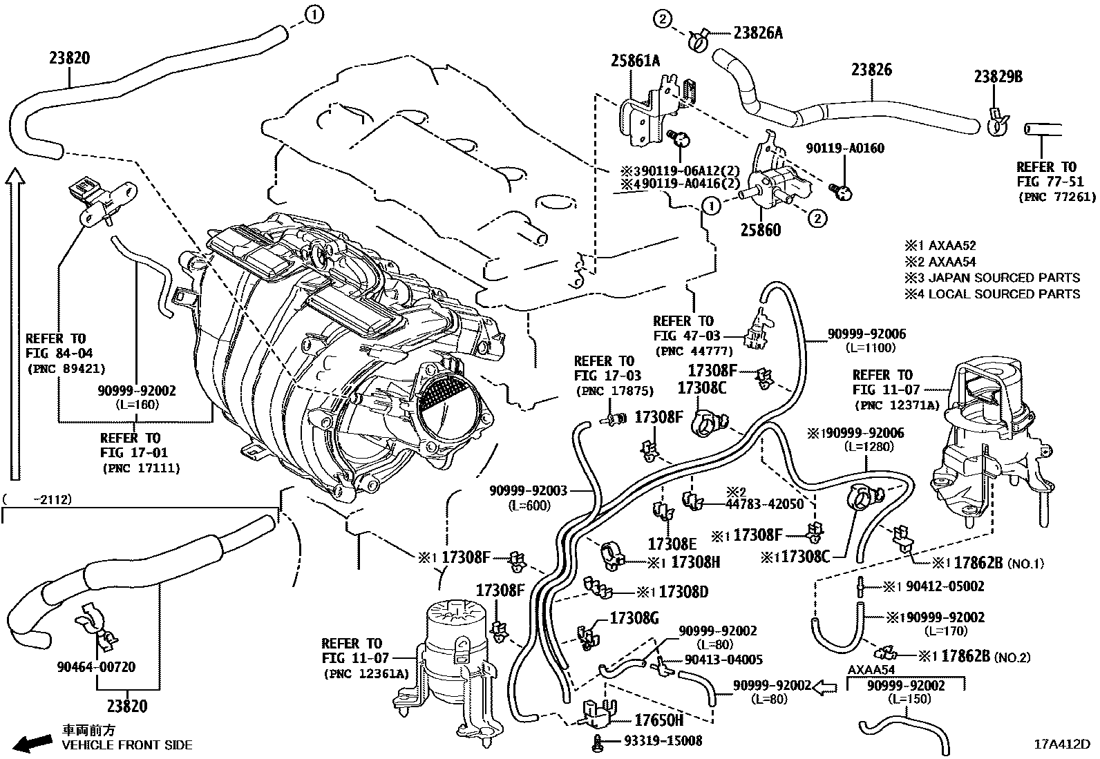 Toyota RAV4 vacuum tube EPC diagram — 17A412D