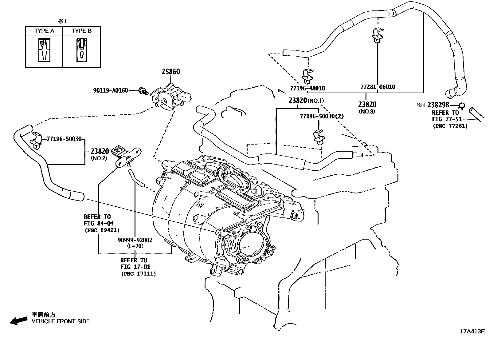 Toyota RAV4 vacuum tube EPC diagram — 17A413E