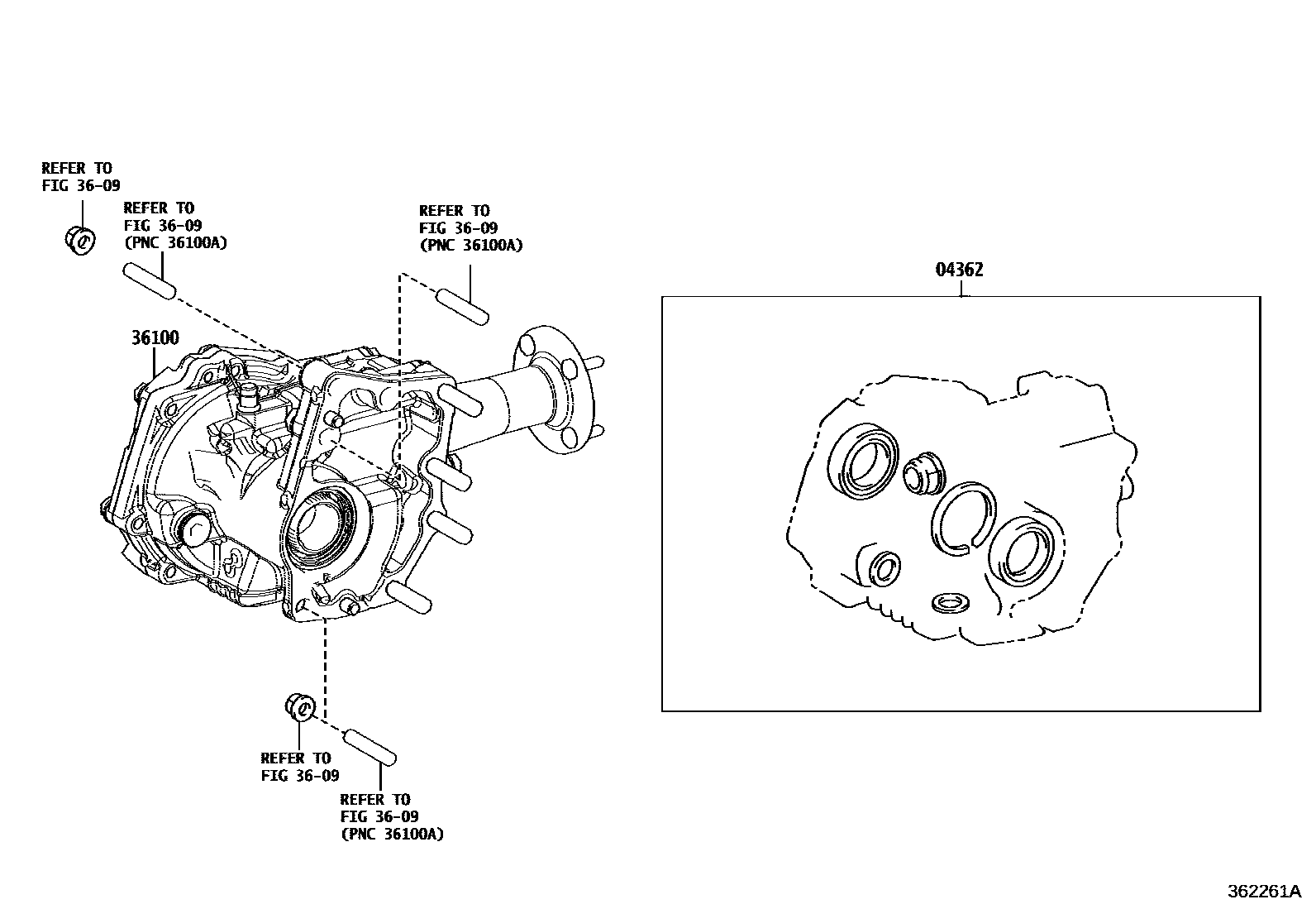Toyota RAV4 Transfer Assembly & Gasket Kit EPC diagram — 362261A